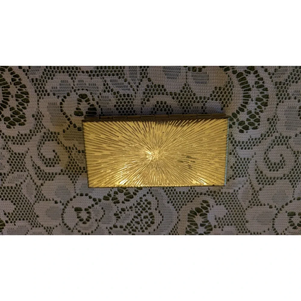 VTG Gold Tone Floral Rose Pill Box with 7 Compartments 1960-1970 Prop Set Medic